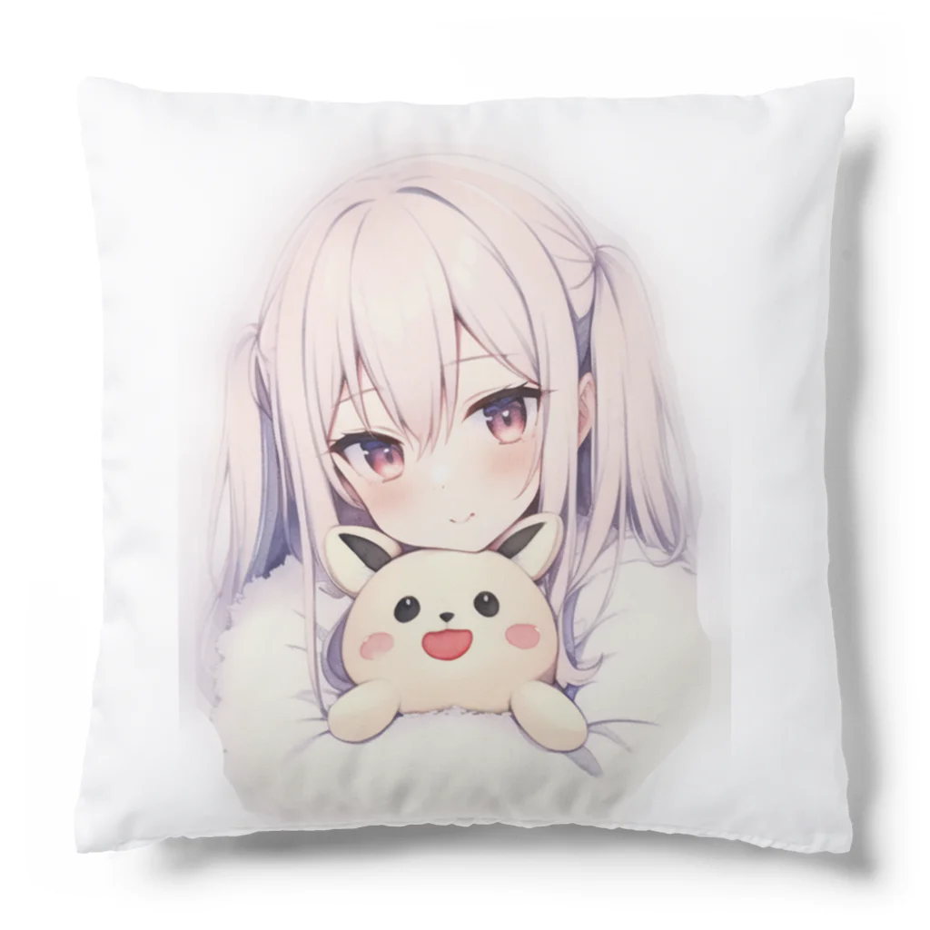 Shop.灯籠の『少女とぬいぐるみ』 Cushion