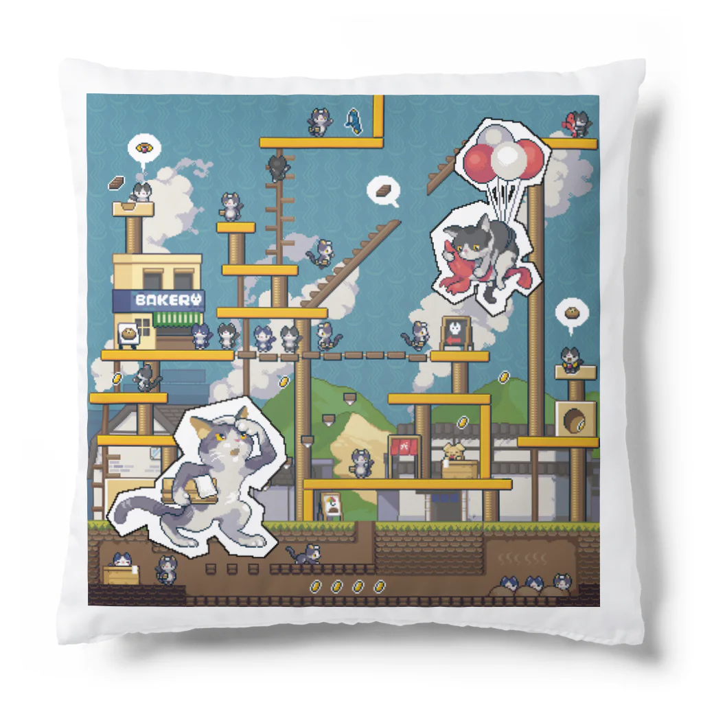 にゃんたまチャンネルのワイワイおもちくんとチニくんのドット絵 Cushion