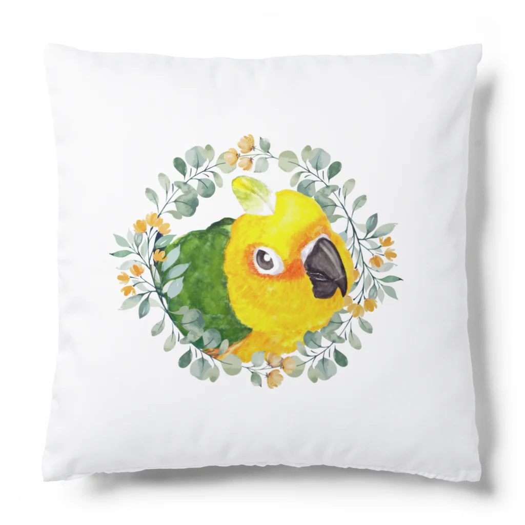 mariechan_koboの030 ナナイロメキシコインコ オレンジ小花のリース Cushion