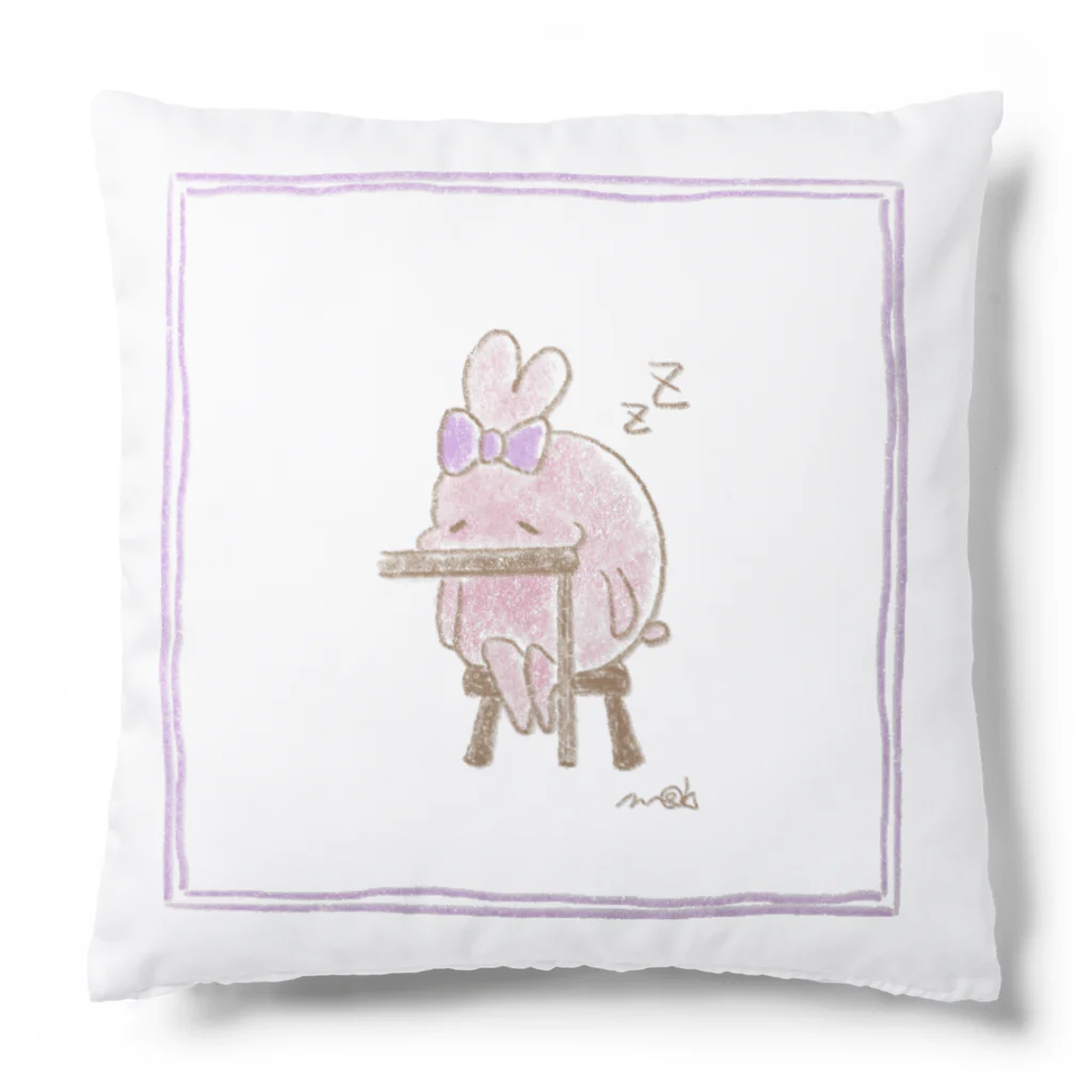 めだか イラストのおねむうさぎ(ぴんく) Cushion