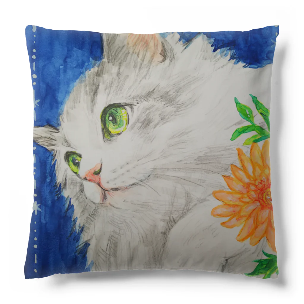 harupink🌸ペット似顔絵illustのスコティッシュストレートのパール君 Cushion