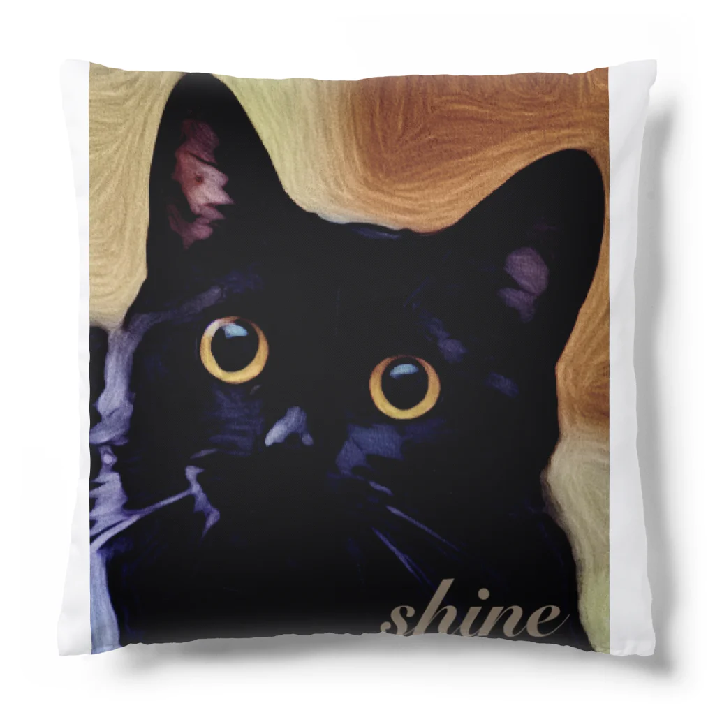 shineのI love cat 黒猫 クッション