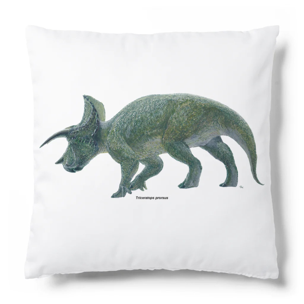 segasworksのTriceratops prorsus(トリケラトプス ・プロルスス)着彩画 Cushion