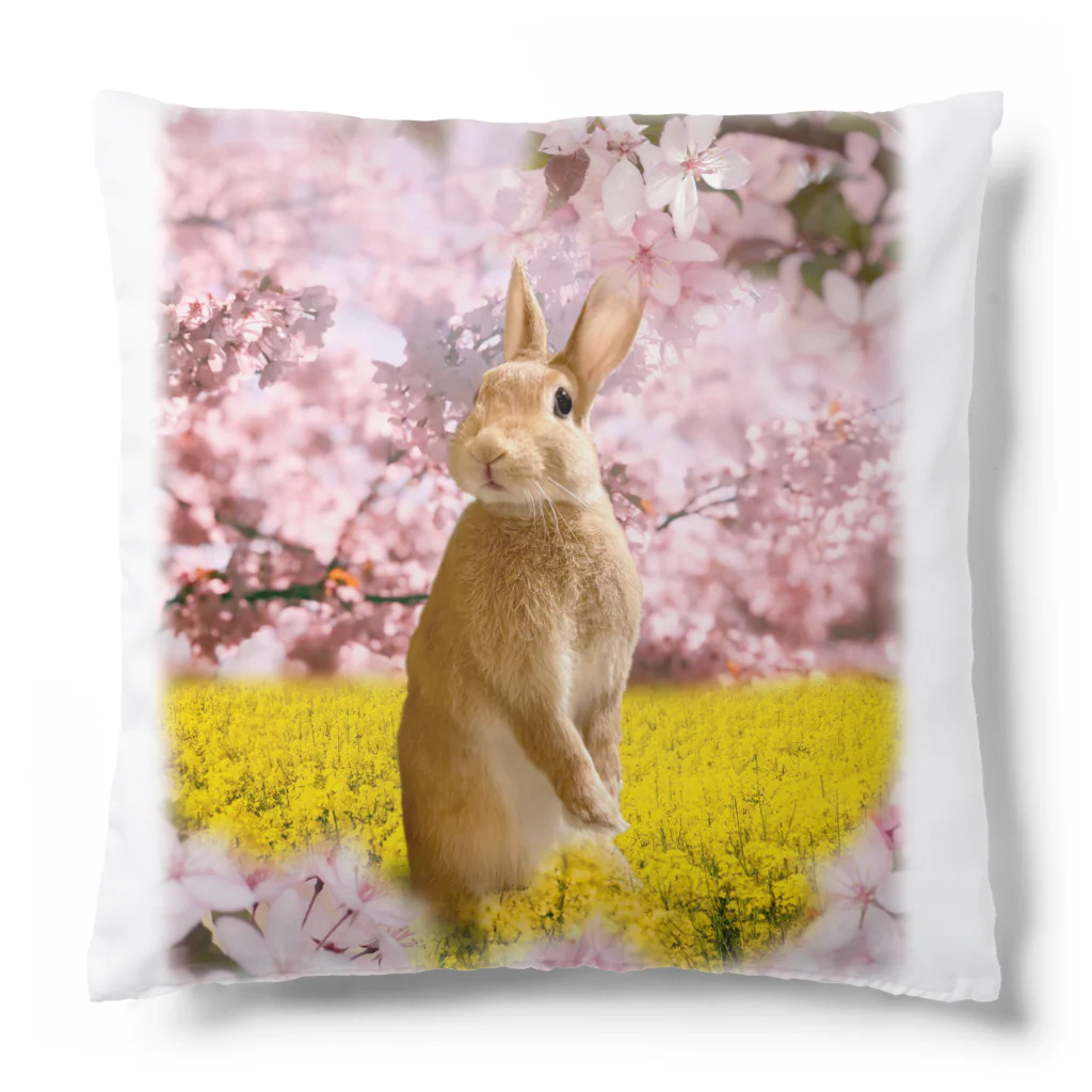 うさぎのうみちゃんねるショップのお花見うさぎ-うさぎのうみ Cushion