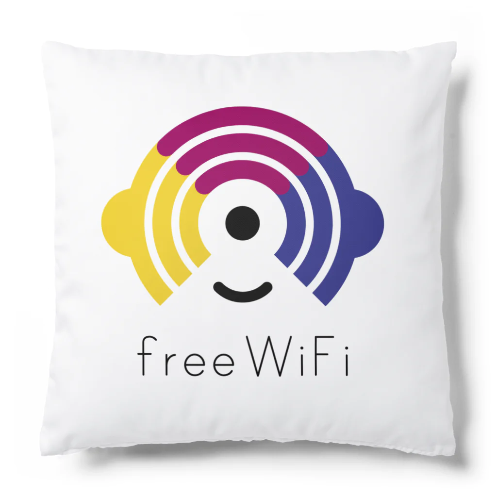 Free-WiFiのFree WiFi ロゴ グッズ（薄地） クッション