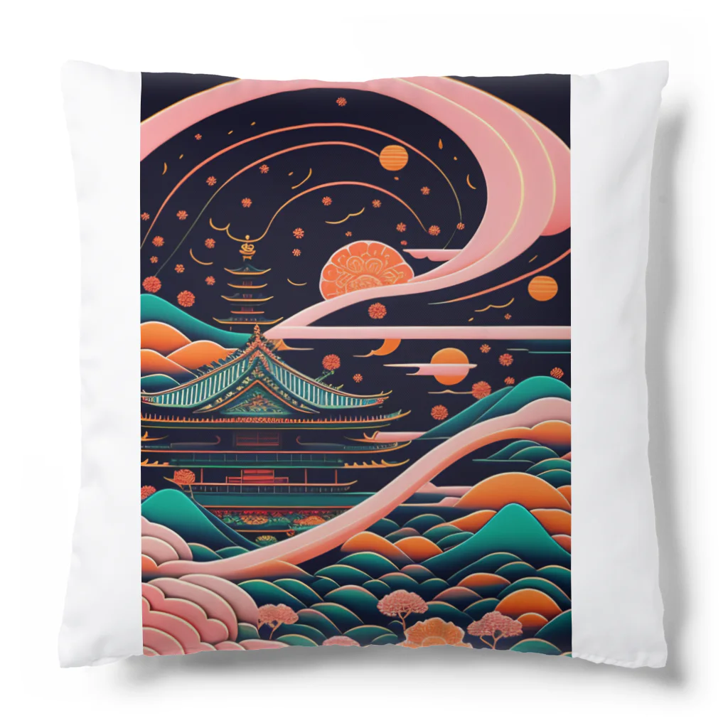 マッケンデジタルワールドのレトロでエモい"lofiアート"【浮世絵サイバーパンクシティ】 Cushion