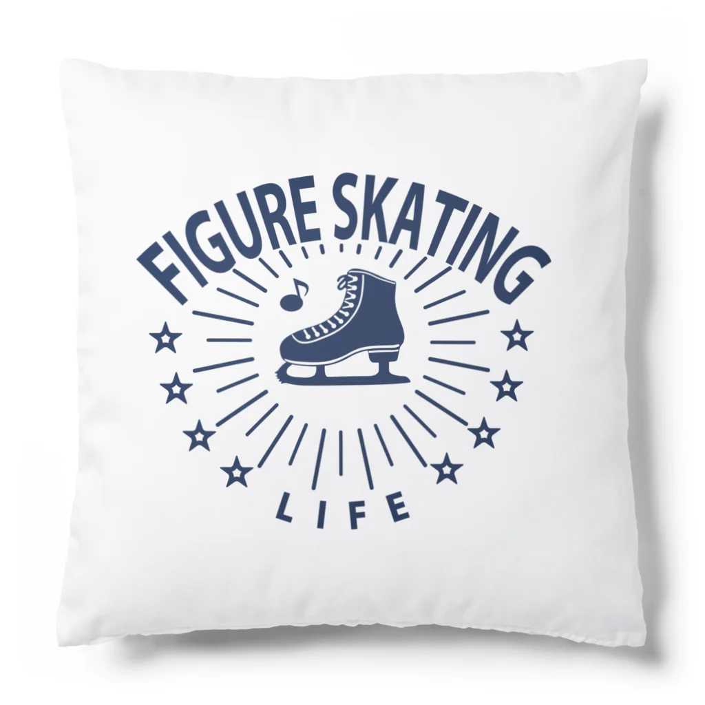 sports_tower スポーツタワーのフィギュアスケート・星・figure skating・グッズ・デザイン・フィギアスケート・#Tシャツ・ステップ・スピン・ジャンプ・スケート靴イラスト・技・男子・女子・かっこいい・かわいい・アイスダンス クッション