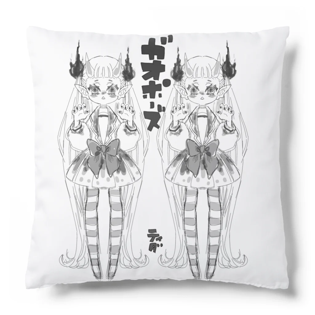 ティダのガオポーズ（ラフ）黒線 Cushion