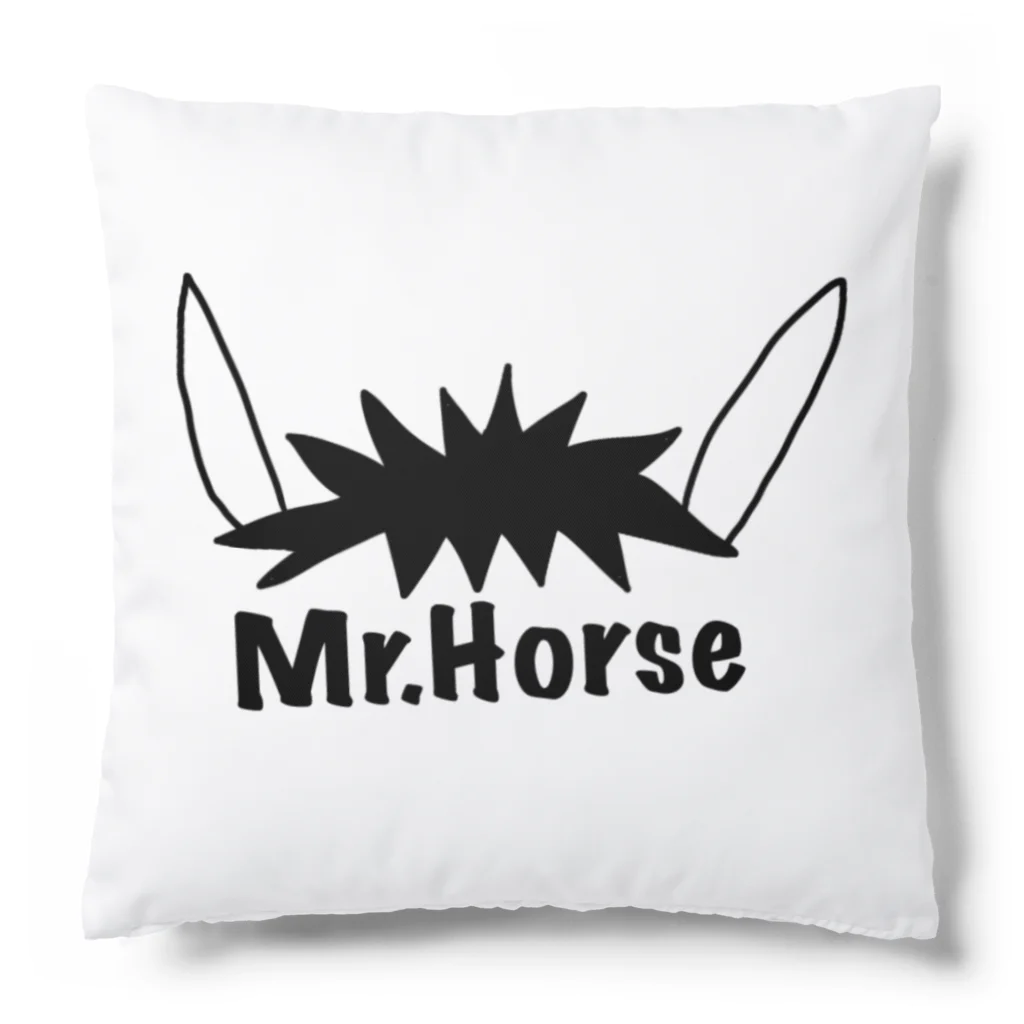 Mr_Horseのホースさんの、ロゴデザインアイテム ブラック クッション