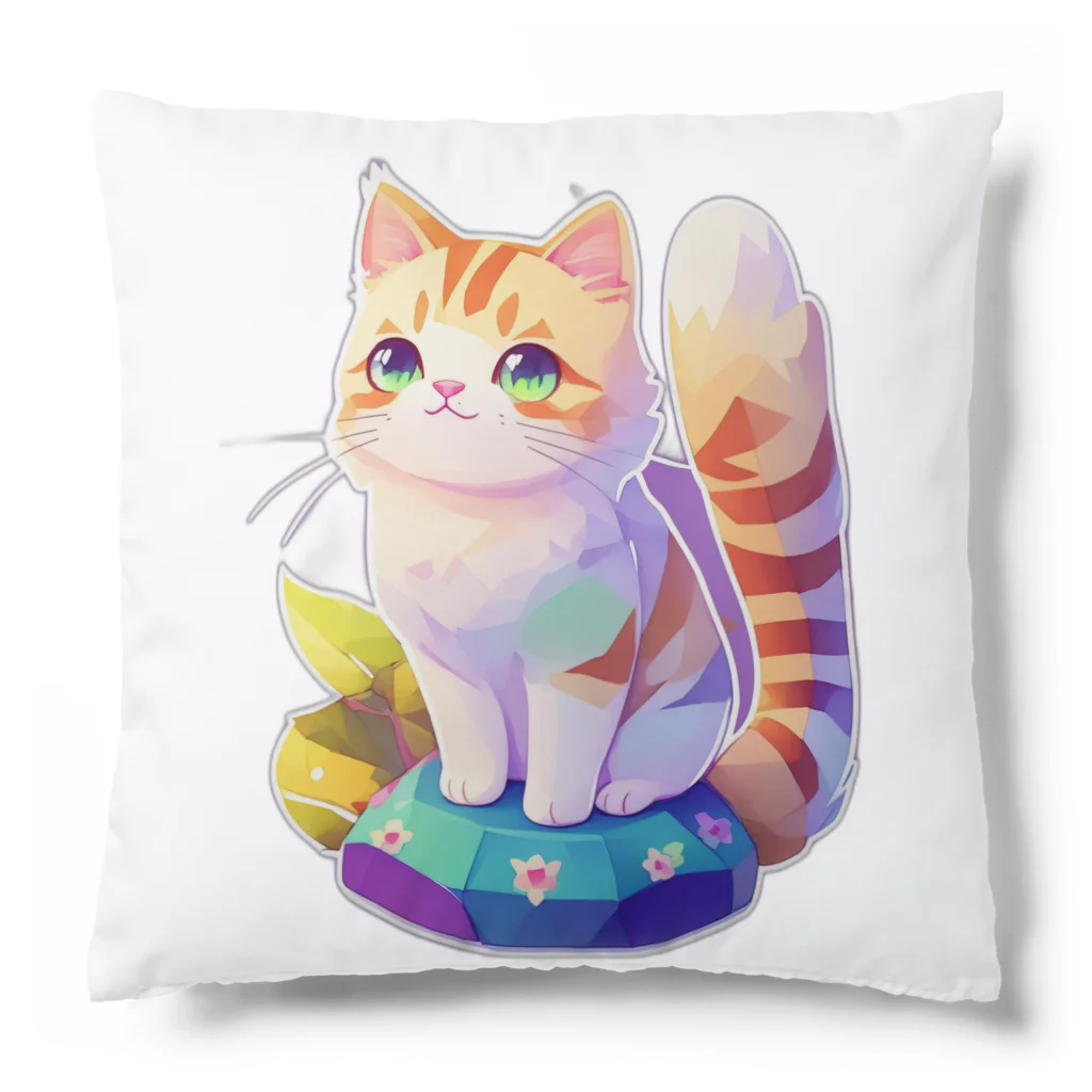 dolphineの上目遣いで見上げるrainbow cute cat Cushion