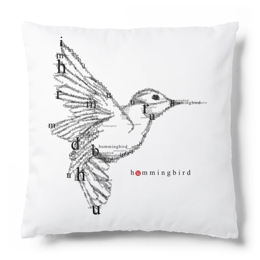 t-shirts-cafeのフォントイラストレーション『hummingbird（ハミングバード・ハチドリ）』 クッション