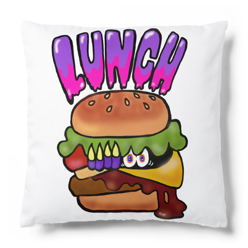 あやしいおばさん くろまめさんのランチ（チーズバーガー） Cushion