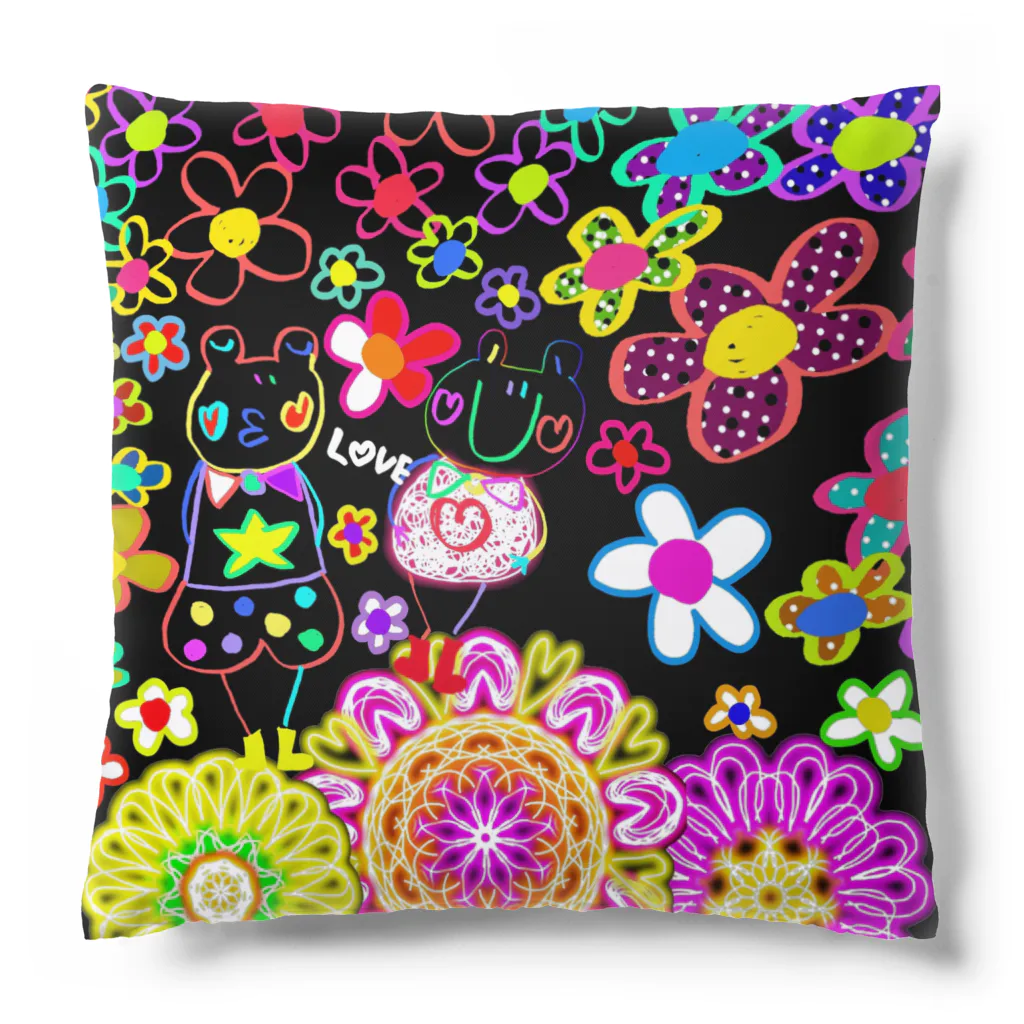 カエルモチーフオリジナル制作専門店の夏に咲く花満開 Cushion