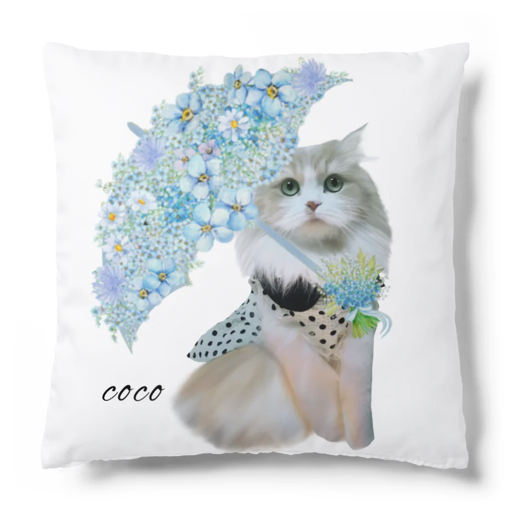 ゆきリンアート【保護猫活動 支援】の花傘ーcocoちゃん Cushion