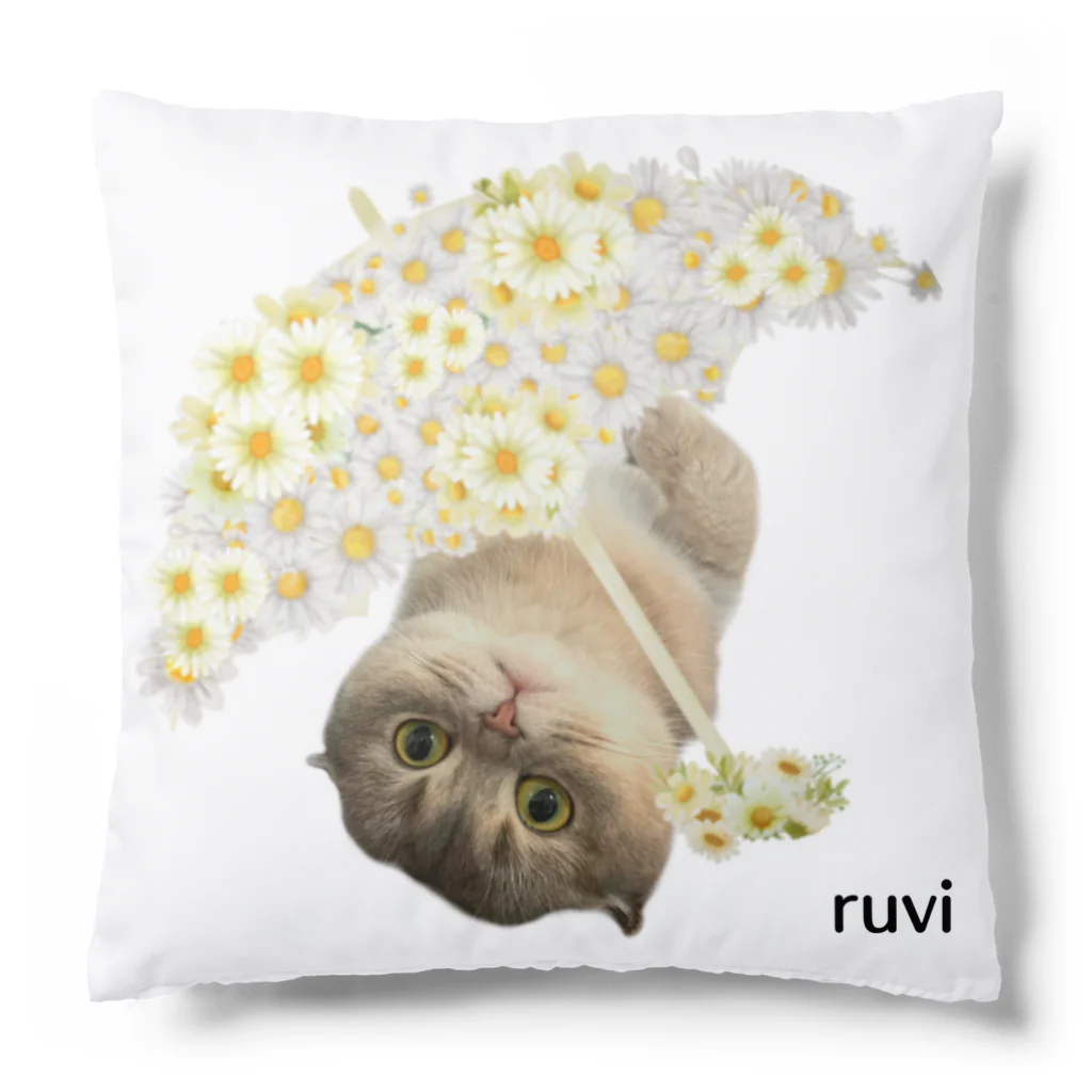 ゆきリンアート【保護猫活動 支援】の花傘ーるびちゃん Cushion