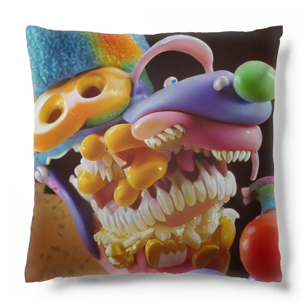 🍩tarojiro(たろじろ) shop🍩のCOLORFUL POPCORN MONSTERS by AI クッション