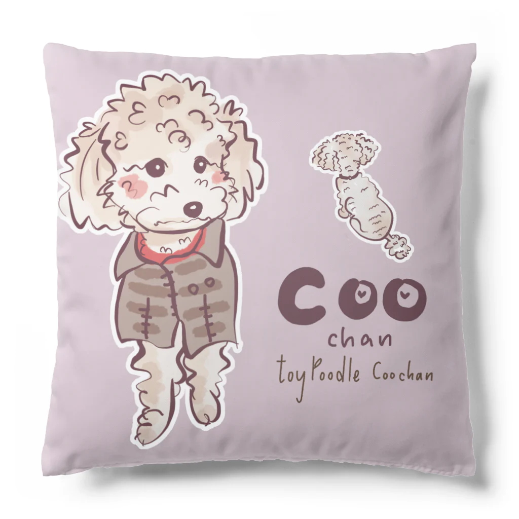 N-huluのトイプードルのくーちゃん　表裏柄違い Cushion