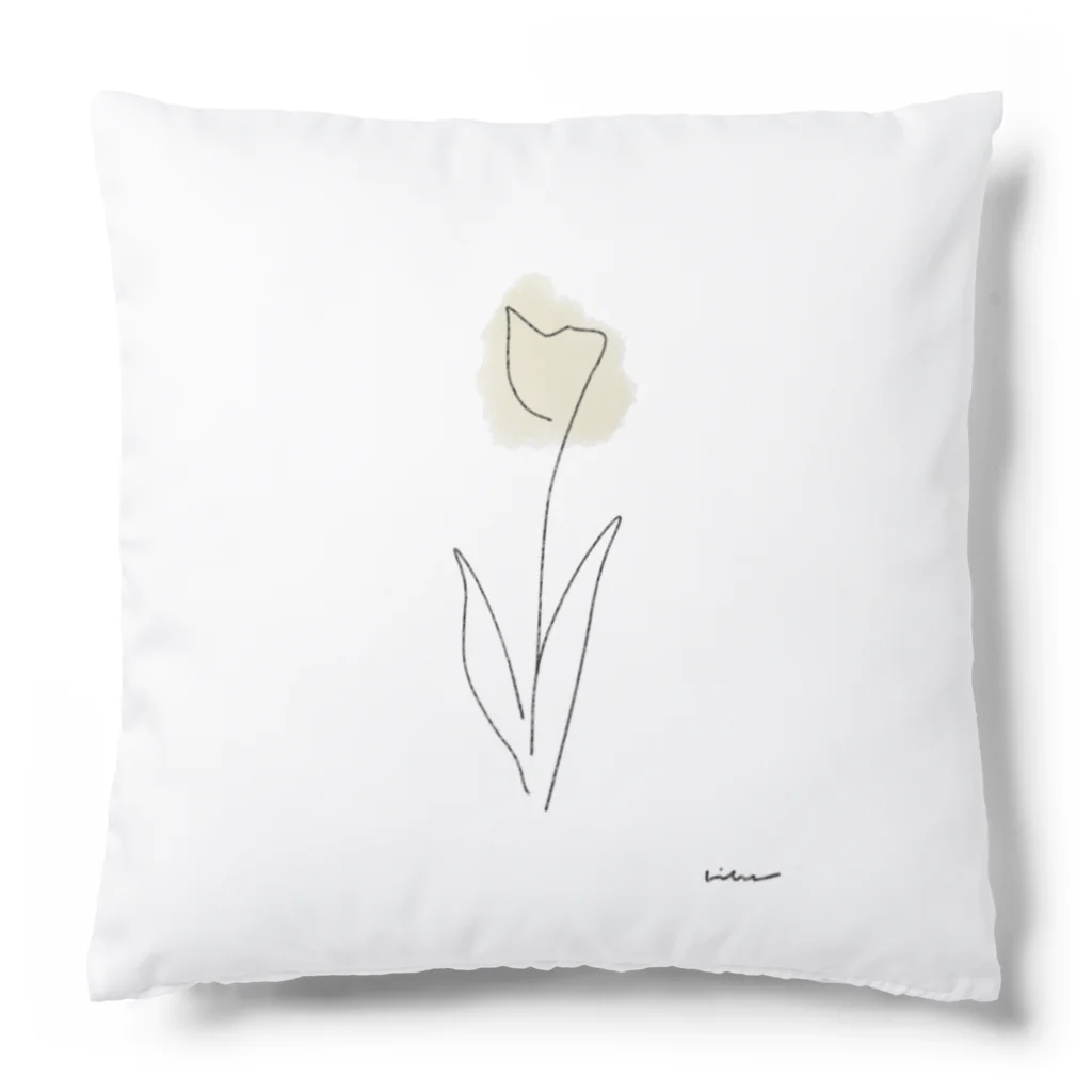 rilybiiのline drawing , yellow orange , tulip . Cushion