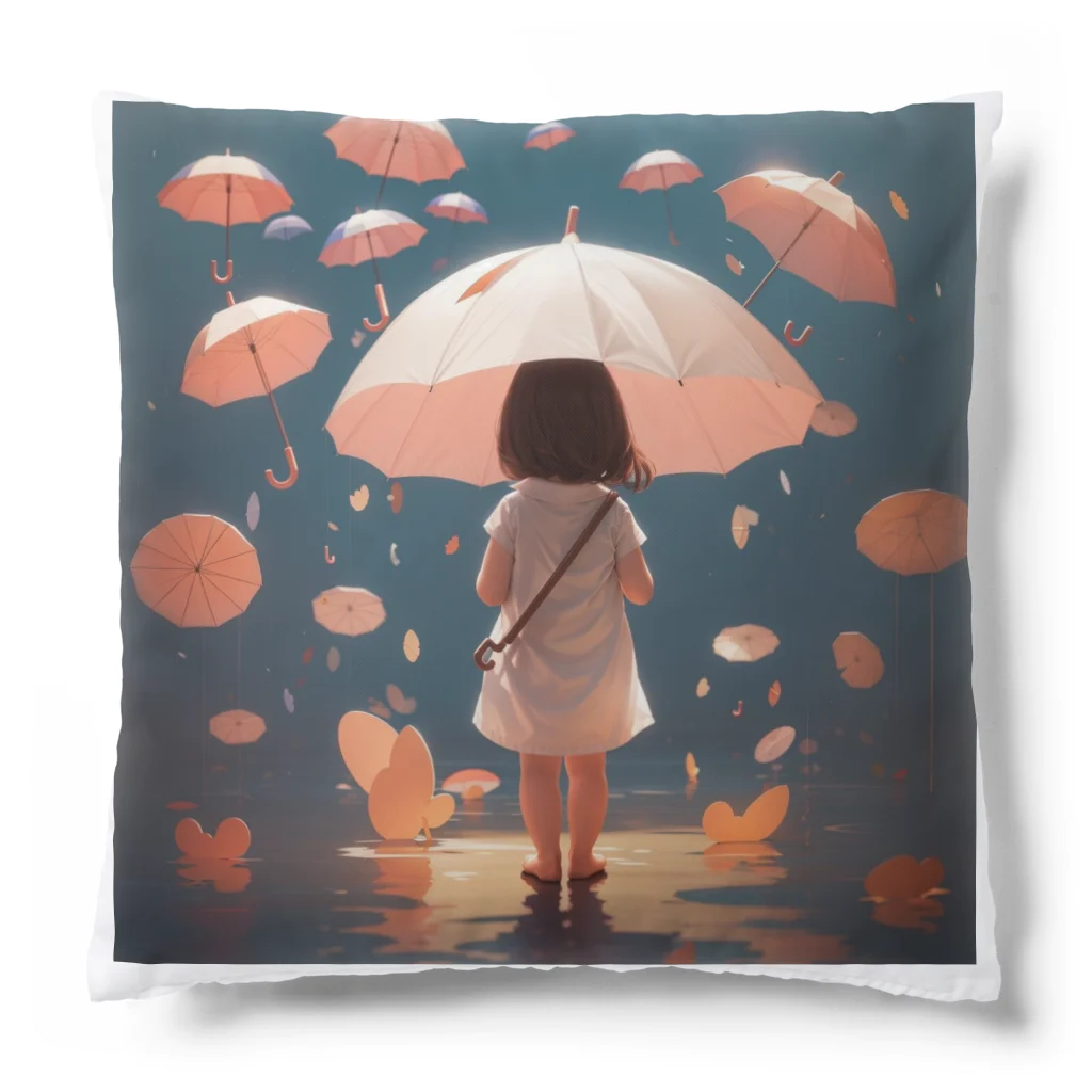 baby umbrellaの傘を持った女の子 Cushion