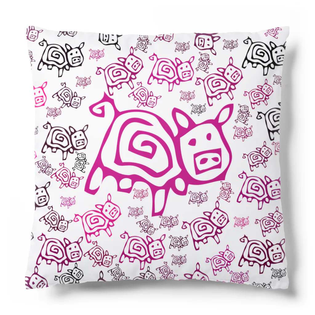 Realm of Ramblesの豚（ホットピンク） Cushion