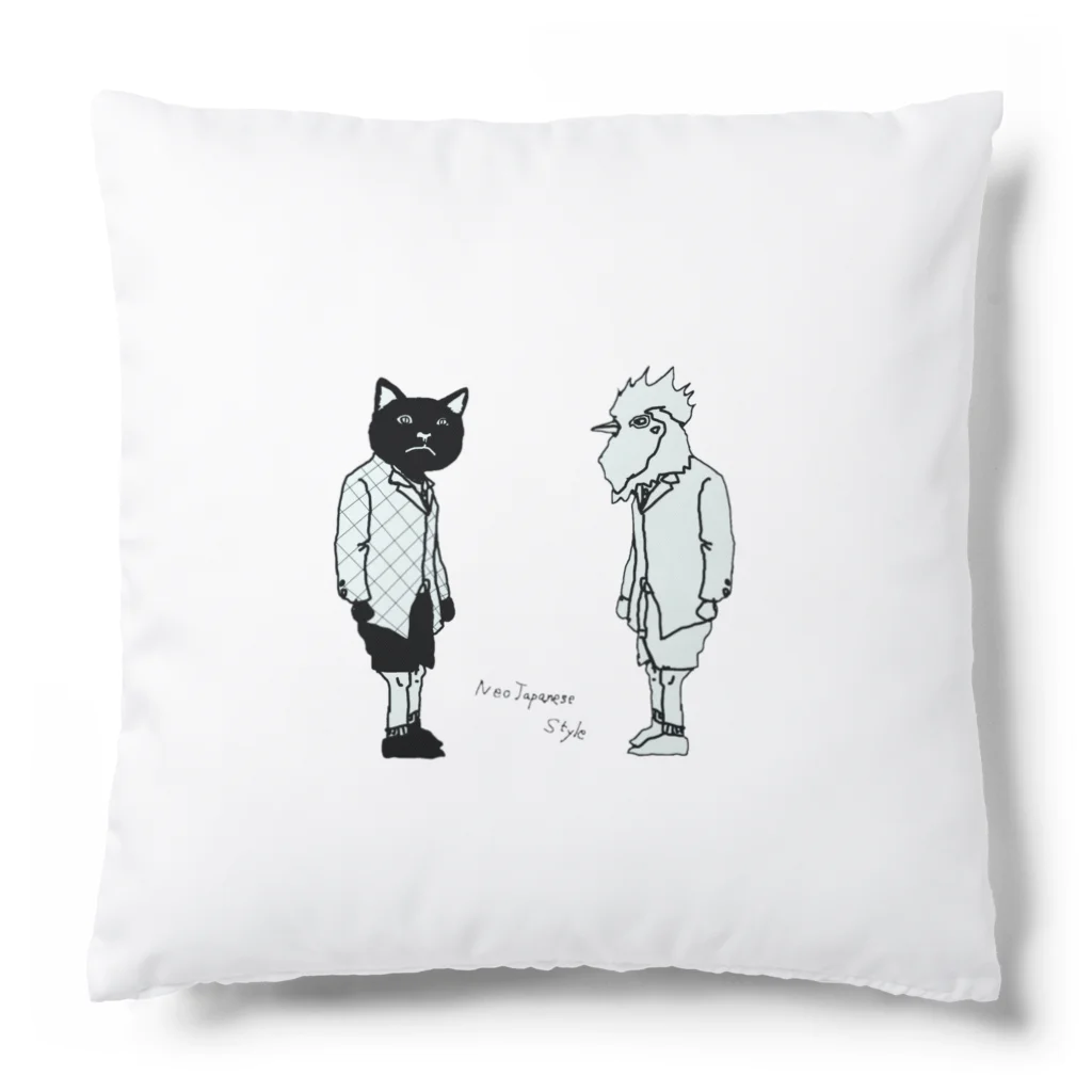 NEOJAPANESESTYLE                               のB_Lack_Cat&Mr.CHICKENHEART Cushion