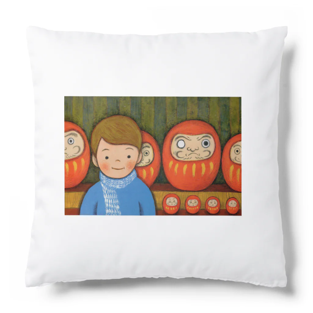 PETDOGSの達磨と少年 「Japanese folk art」 Cushion