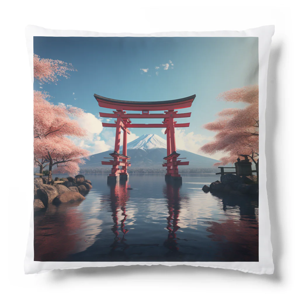 HRC_SUZURI-01の神社 富士山と鳥居 Cushion