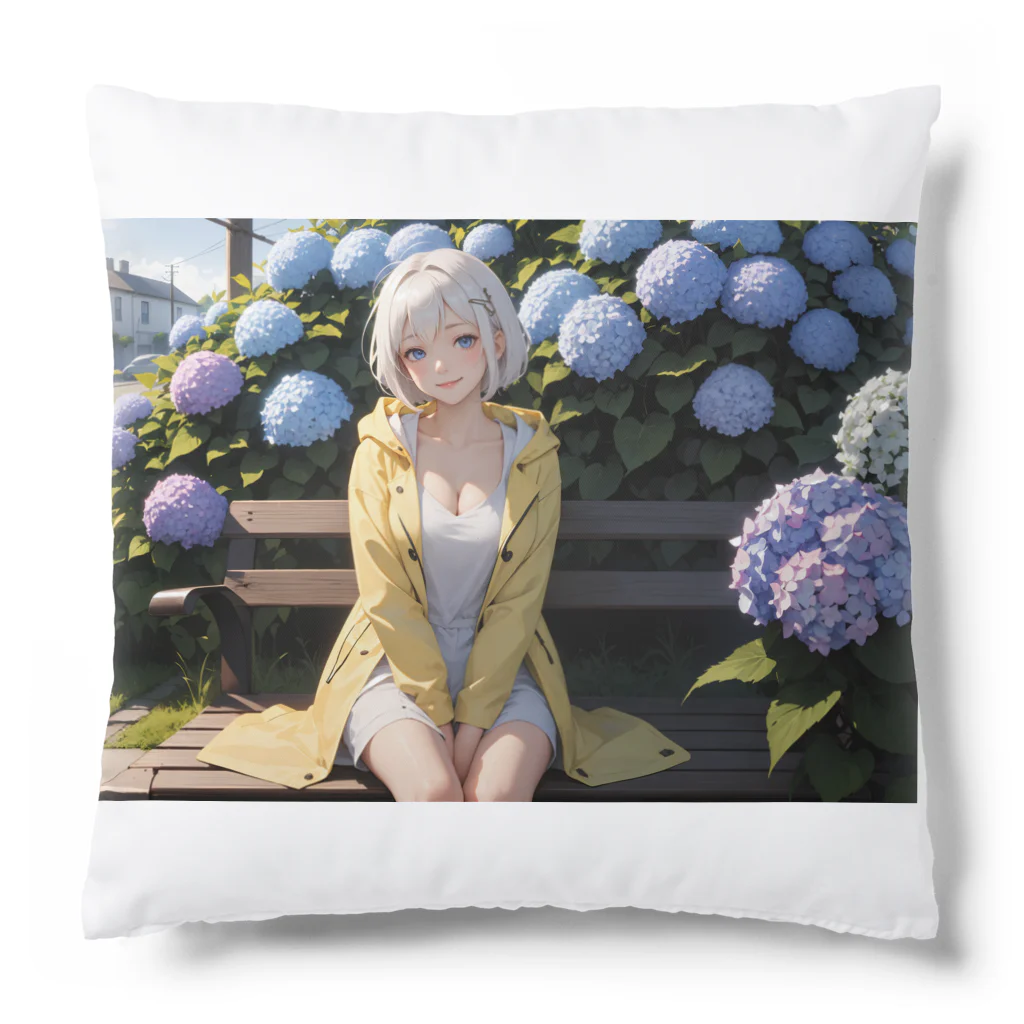 天乃鯱のアジサイと少女 Cushion