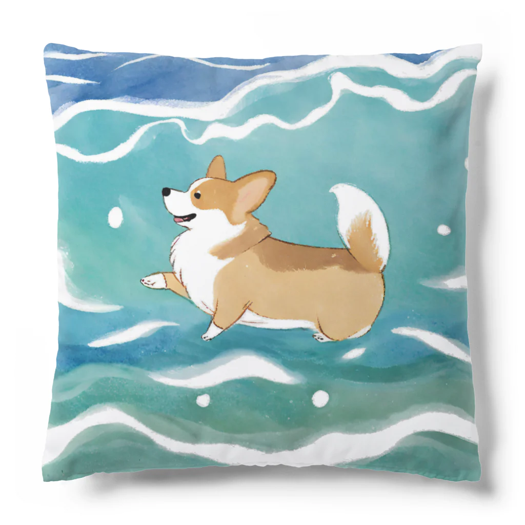 コーギーライフの海を泳ぐコーギー Cushion