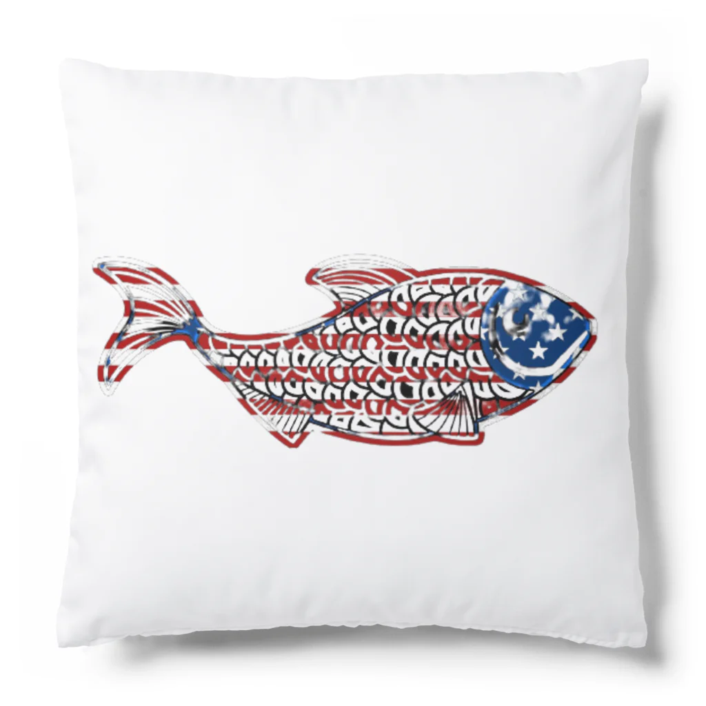 mumusの魚　Flag of the United States Cushion