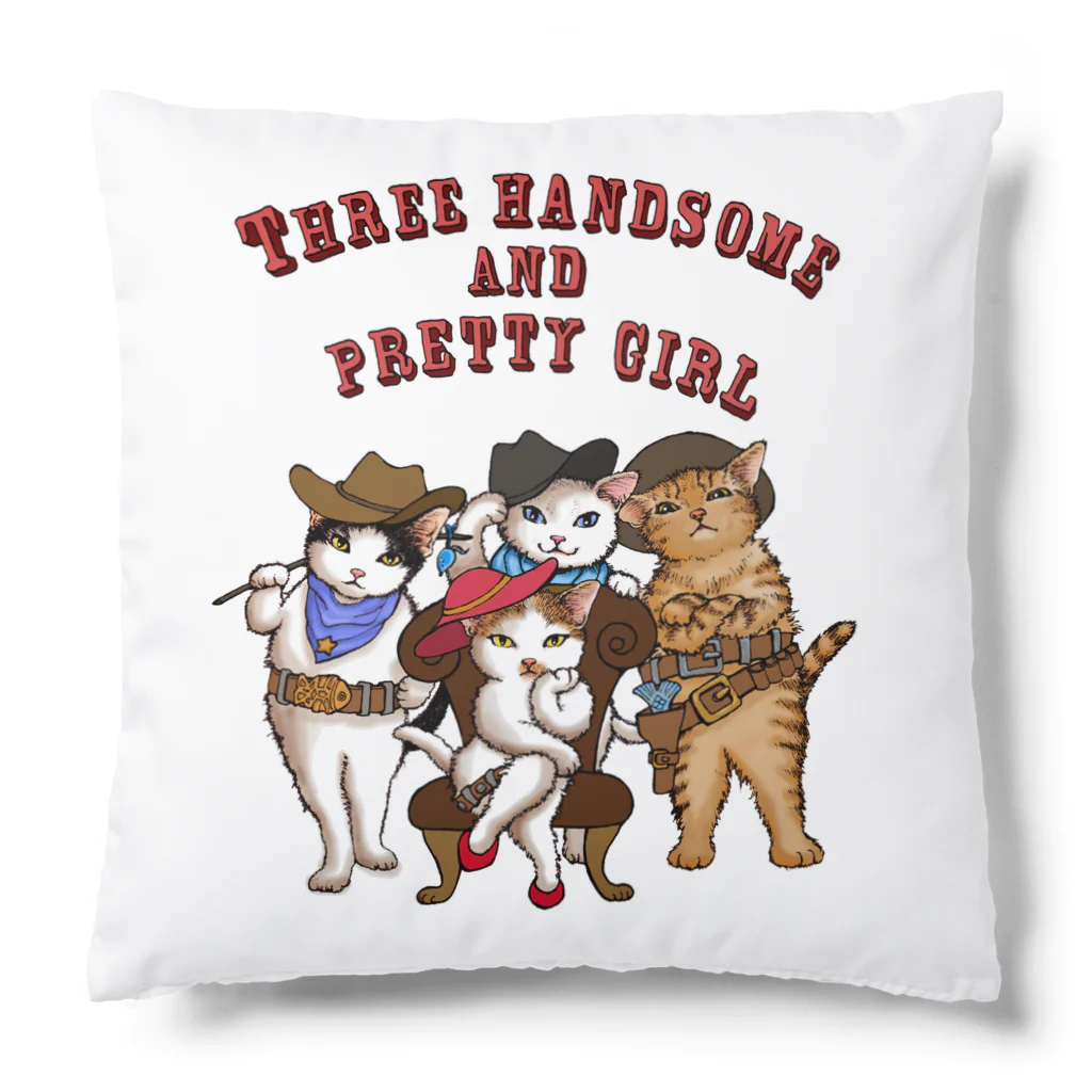 もけけ工房 SUZURI店の3美男子とカワイ子ちゃん Cushion
