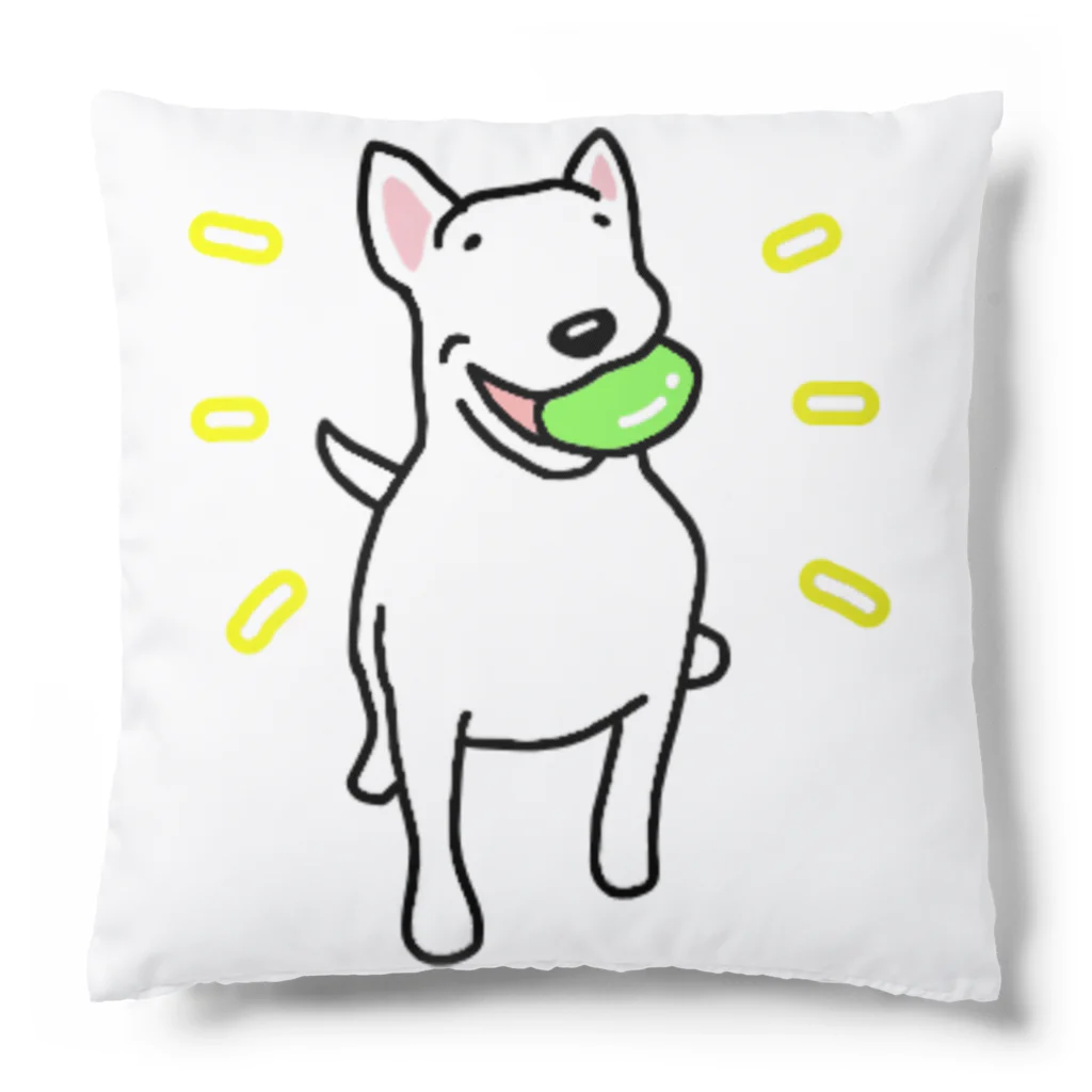 Cute mascot dogsのBull terrier with a ball クッション