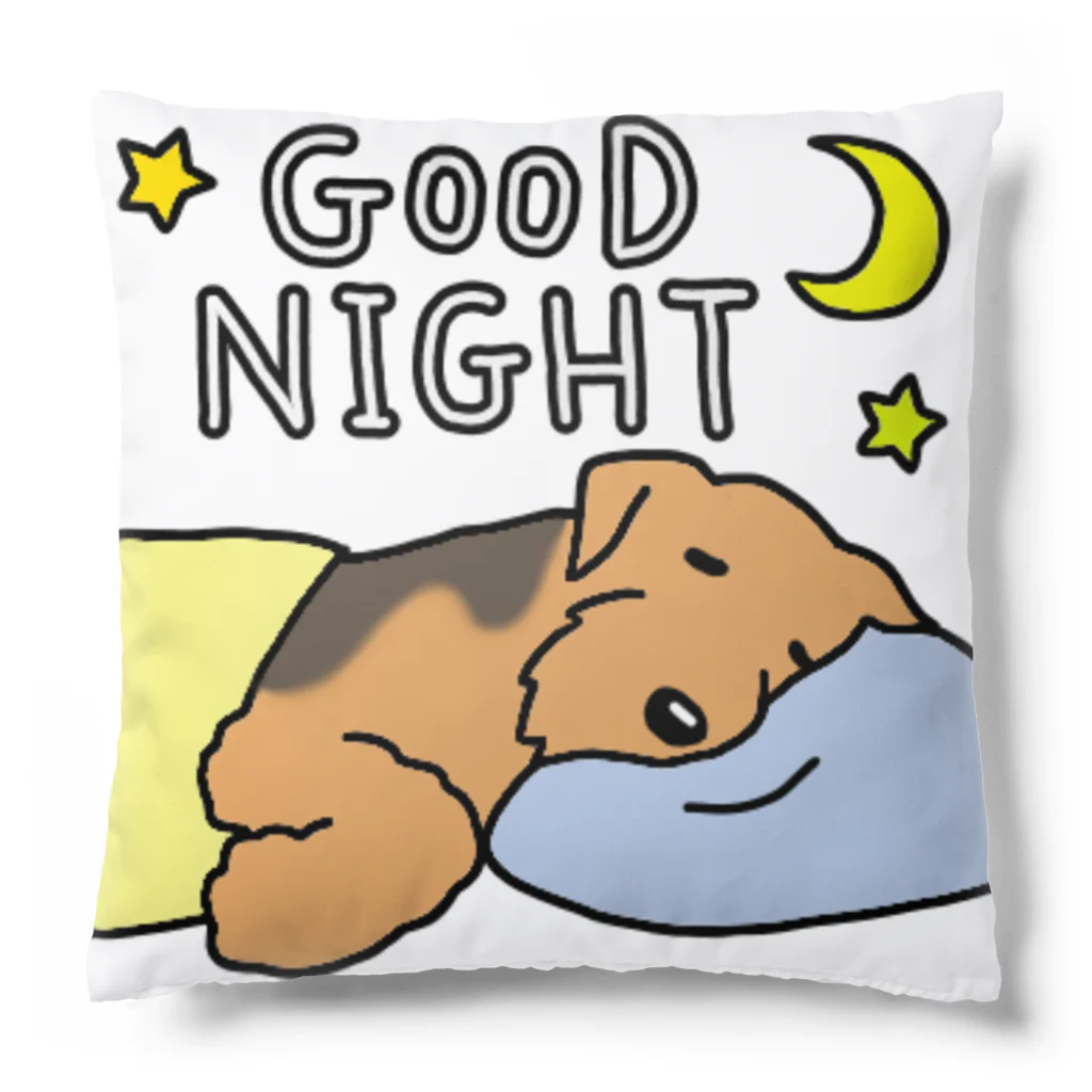 Cute mascot dogsのGood Night Airedale Terrier Cushion