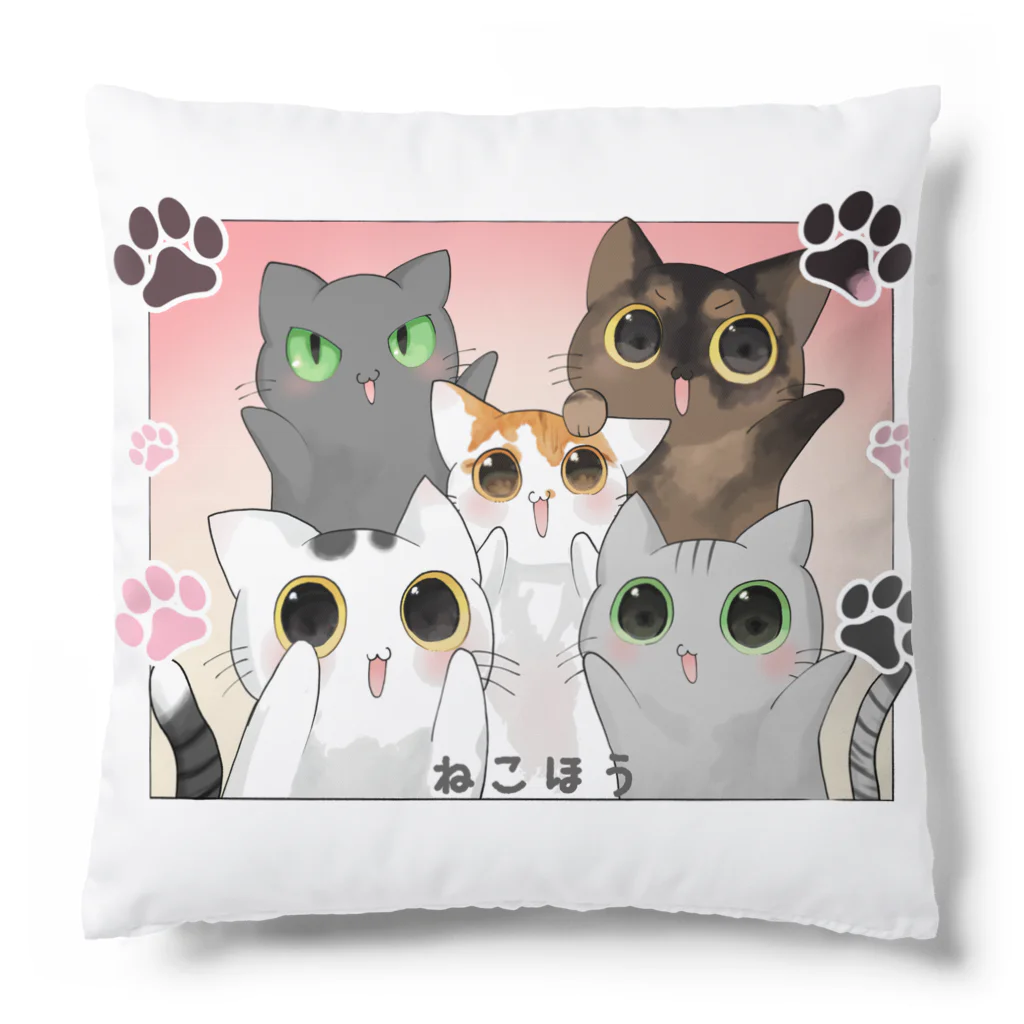 ねこほうチャンネル公式グッズの5匹ねこほうイラストグッズ Cushion