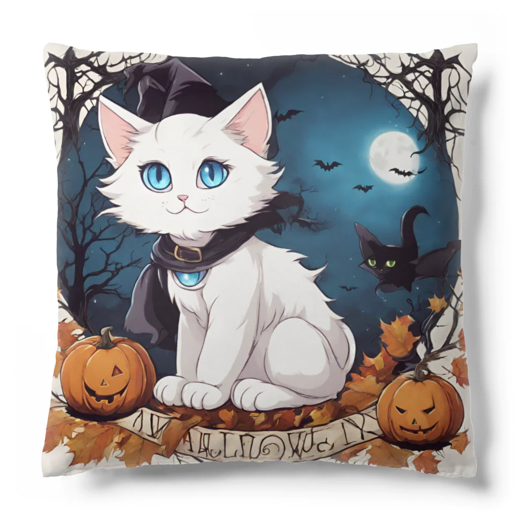 yoiyononakaのハロウィンの白猫08 Cushion