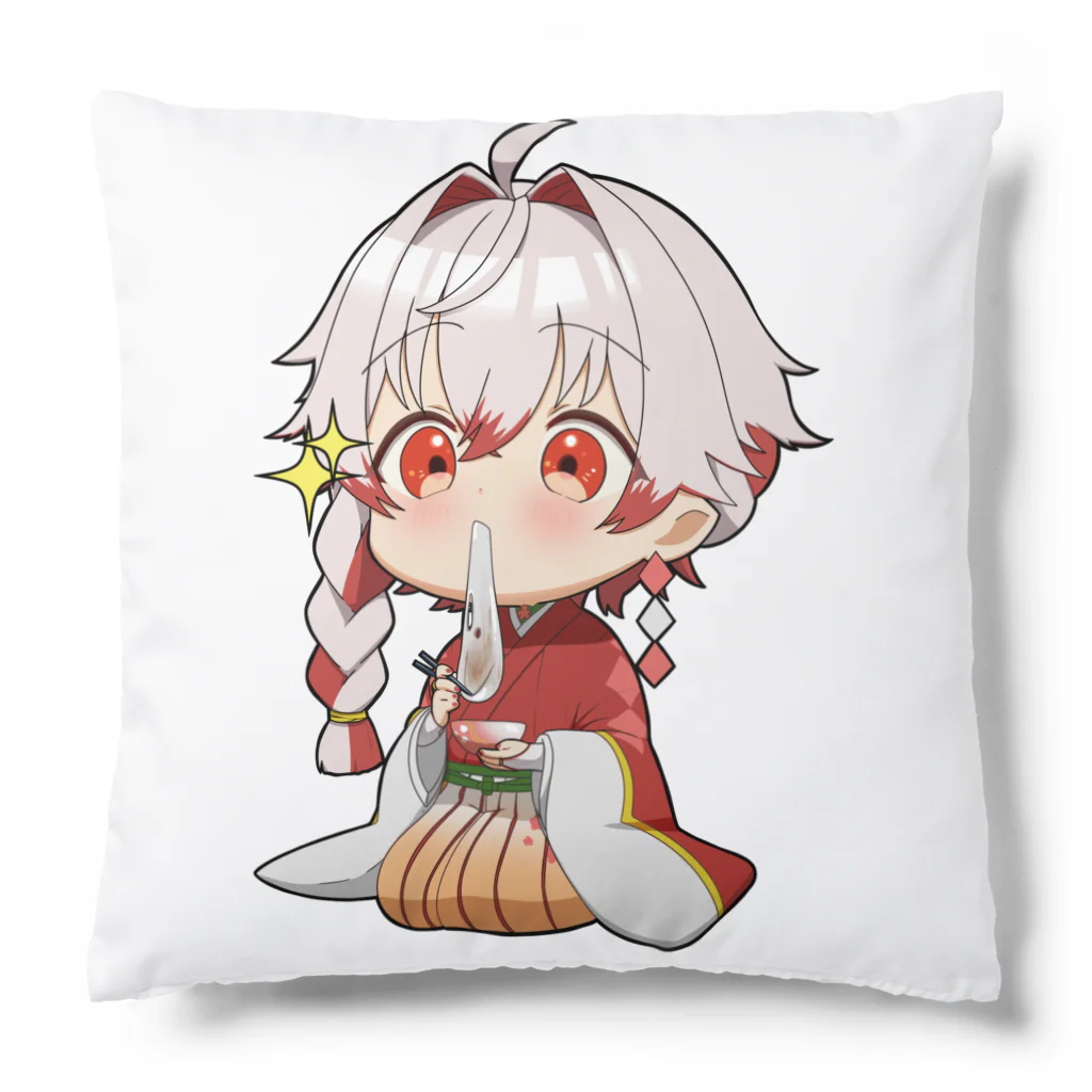 鏡餅の茶室の鏡夜もち ミニキャラ Cushion