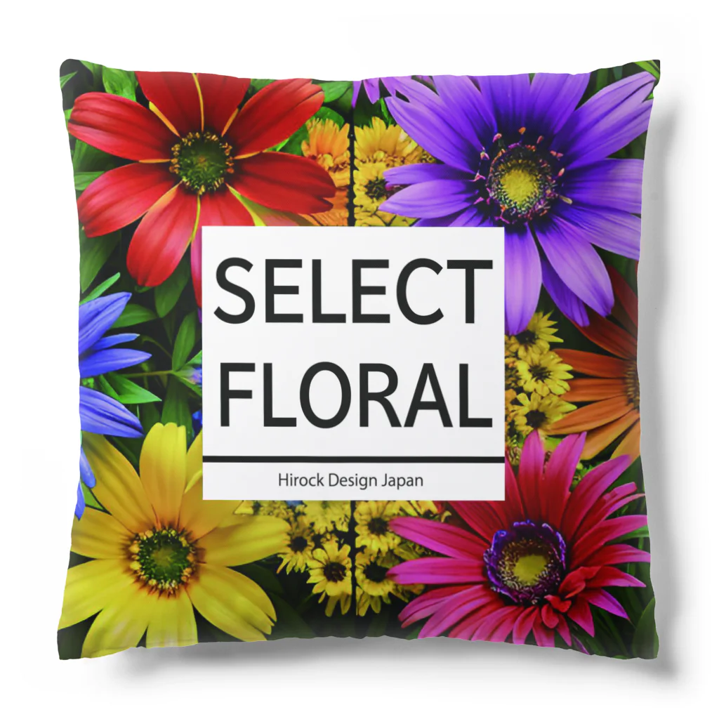 HirockDesignJapanの秋がテーマのコスモスなどの花柄デザイン Cushion