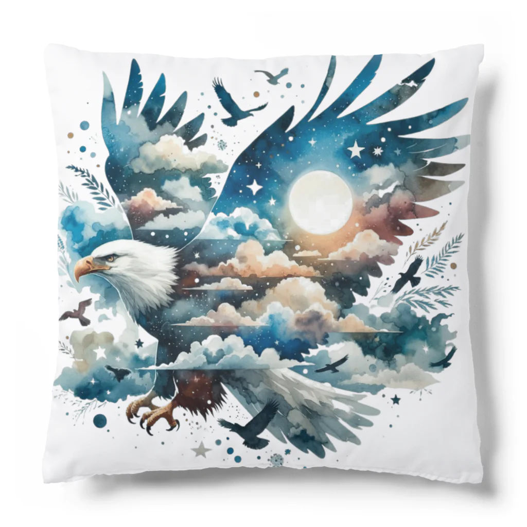 ピラメキSHOPの夜空を駆けるタカ Cushion