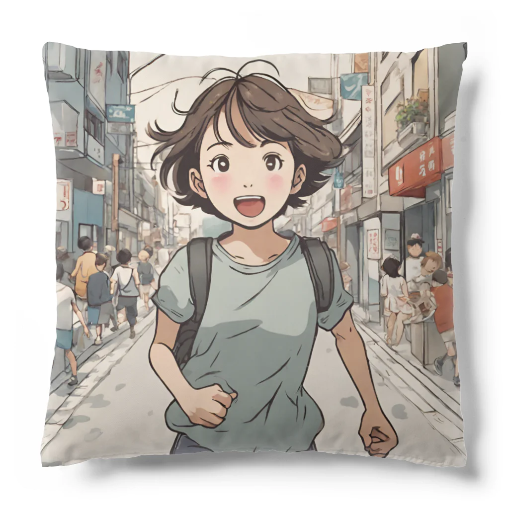 底辺の底辺好きな事を気ままに…。の走る元気な女の子 Cushion