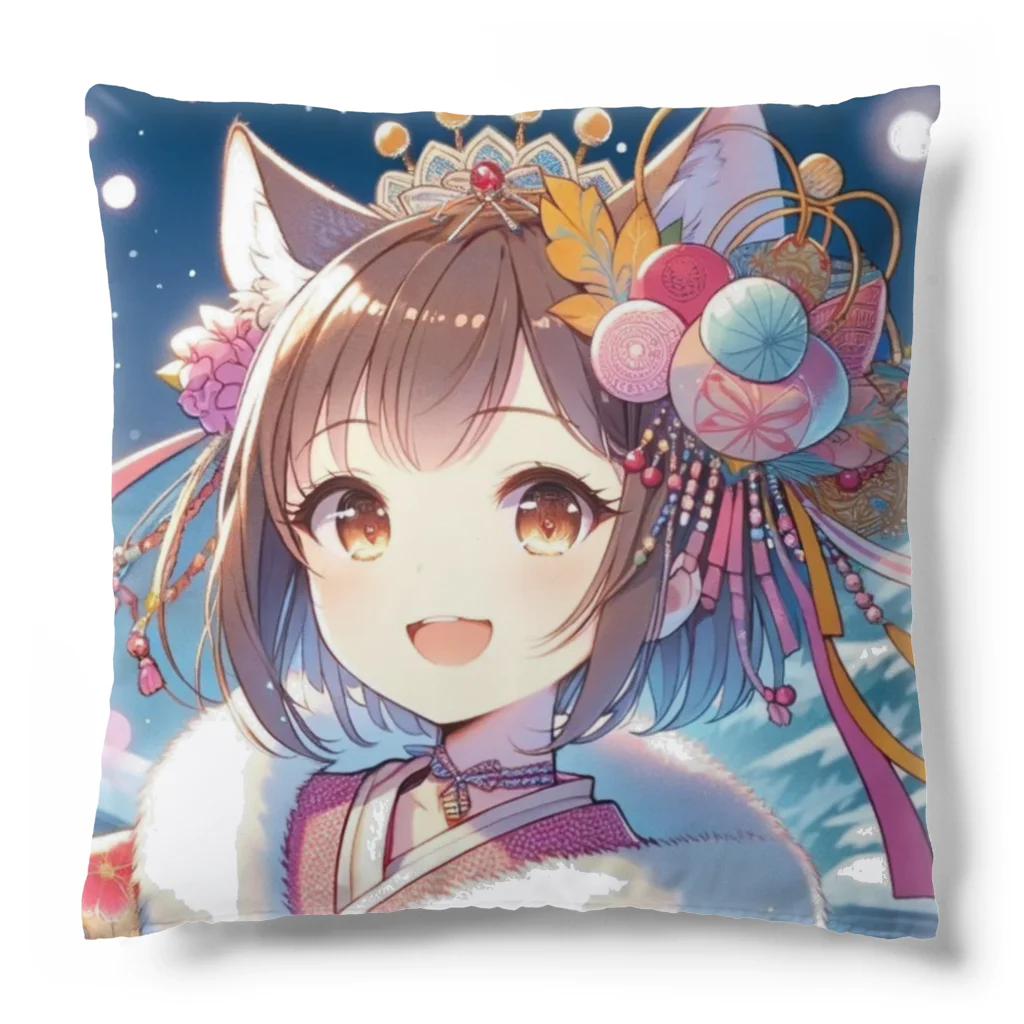 Happy Hub"（ハッピー・ハブ）の猫ギャル振り袖 Cushion