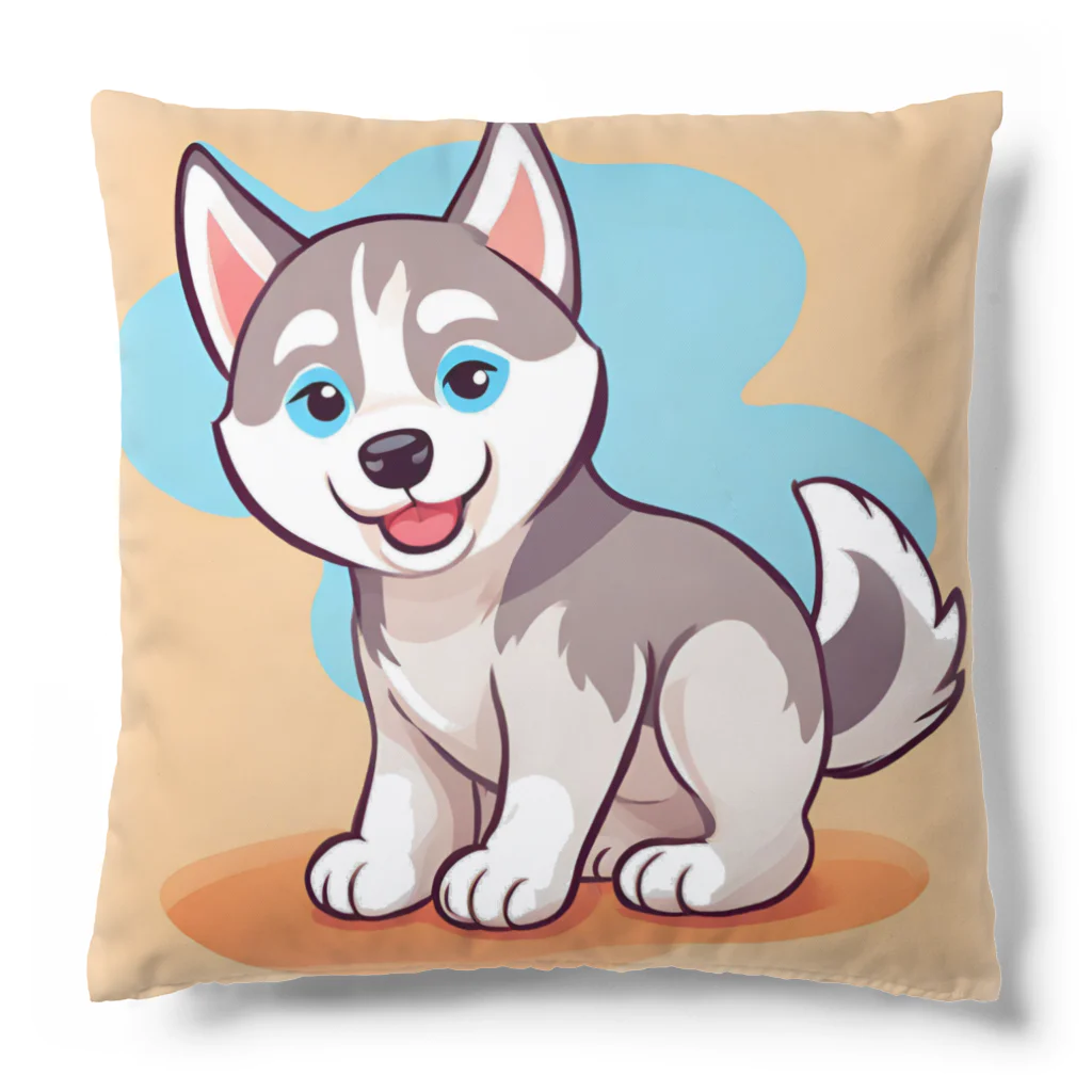 gobosyokaiのかわいいハスキーの子犬のイラストグッズC Cushion