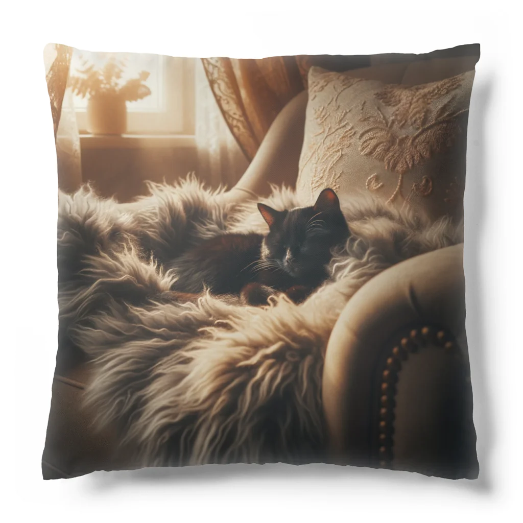 kurone🐈‍⬛の黒猫🐈‍⬛（秋冬ver🍁⛄） Cushion