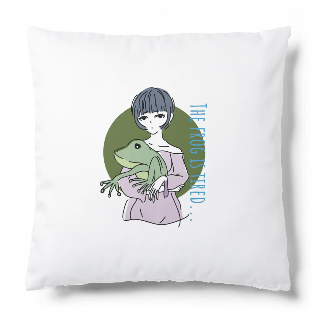 chicodeza by suzuriのカエル好きな女の子 Cushion