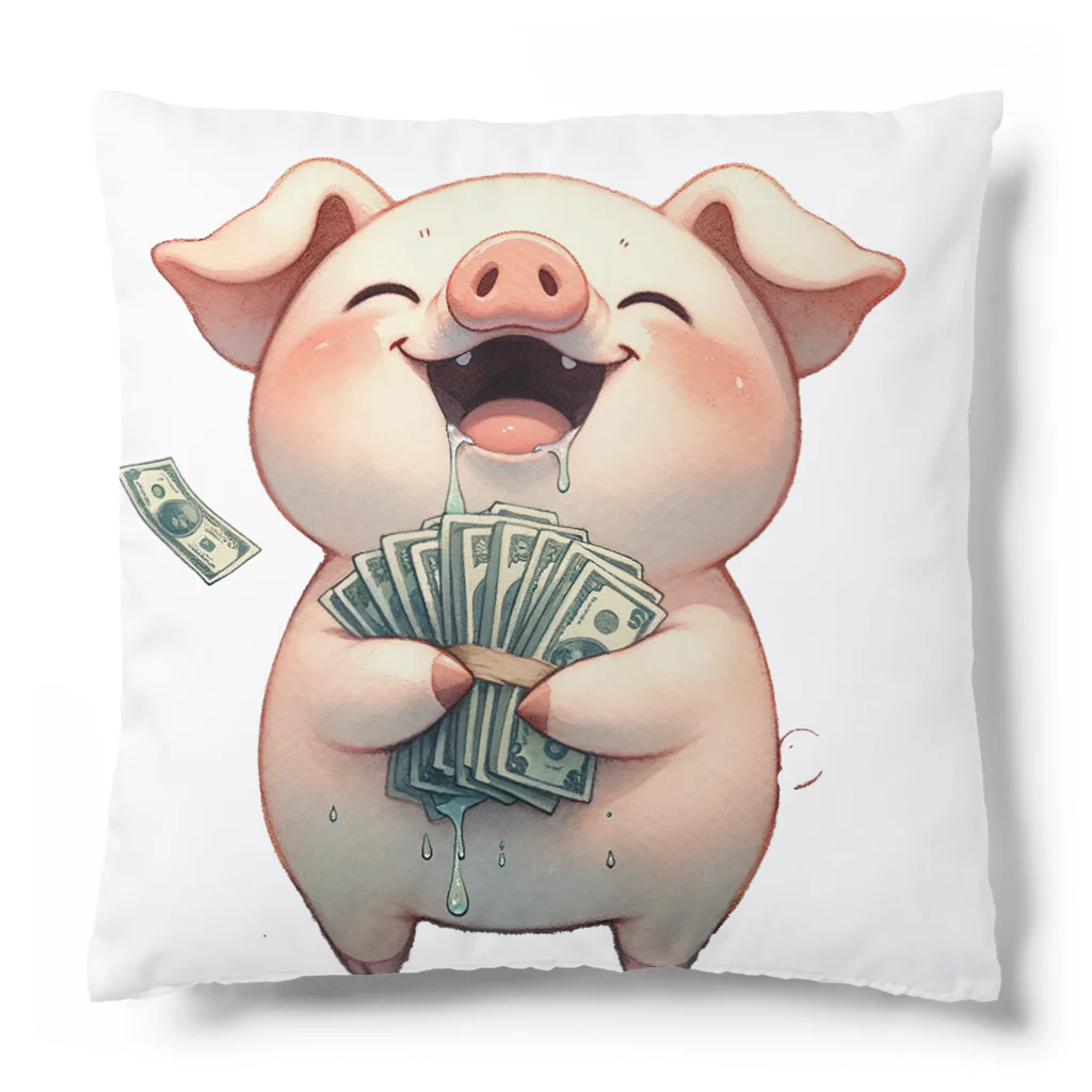 Hayate Kawakami オリジナルの資本主義の豚「お金大好き」 Cushion