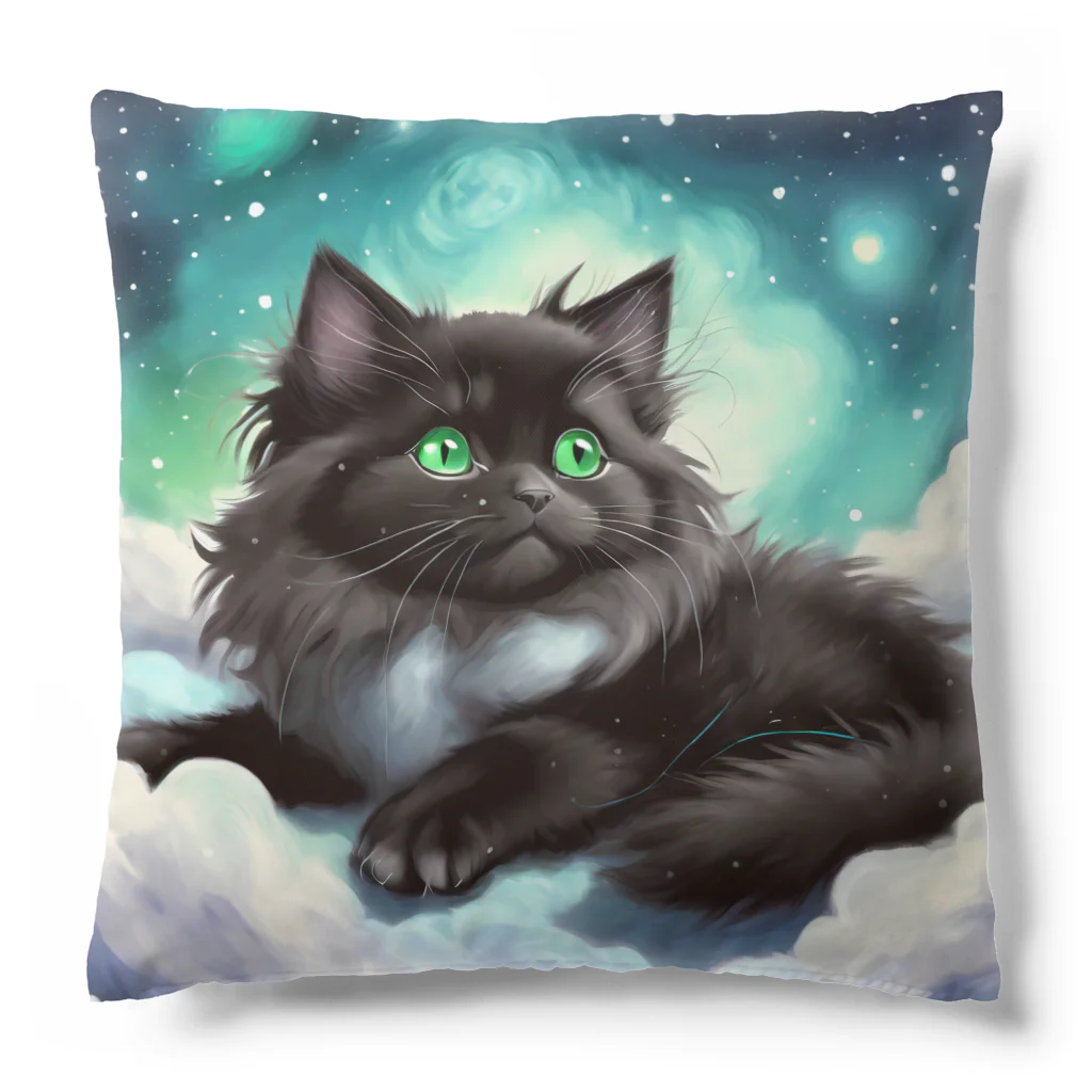 yoiyononakaの雲の上の黒猫02 Cushion