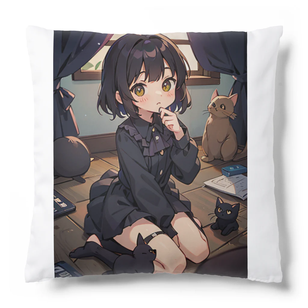 goodnight0314のくろねこちゃん Cushion