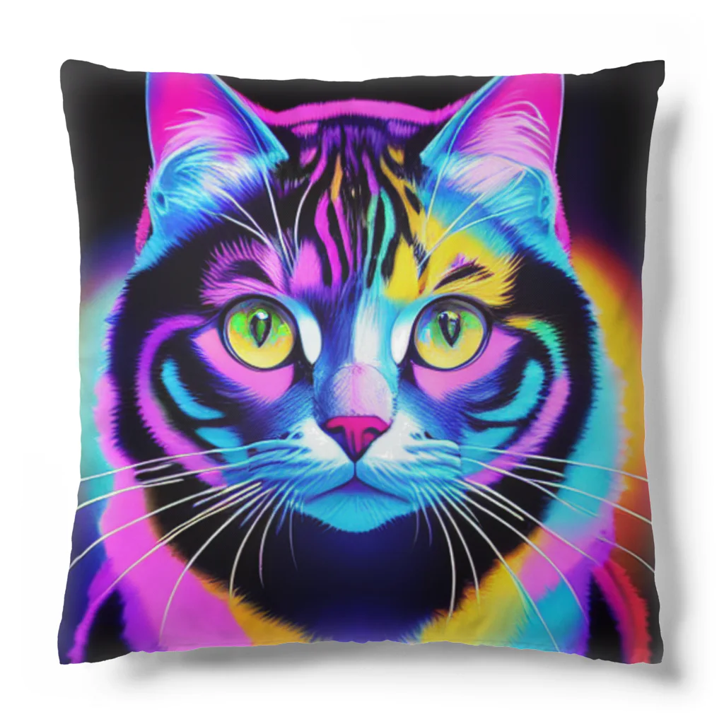 629_CAT_ARTのカラフルキャット Cushion