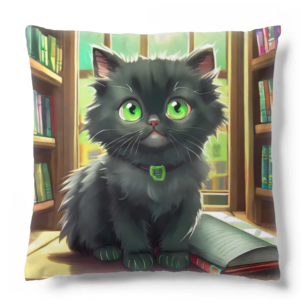 yoiyononakaの図書室の黒猫01 Cushion