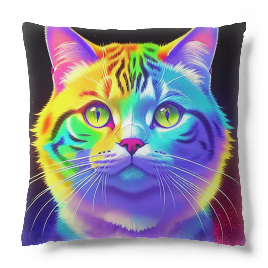 629_CAT_ARTのカラフルサイバーキャット vol3 Cushion