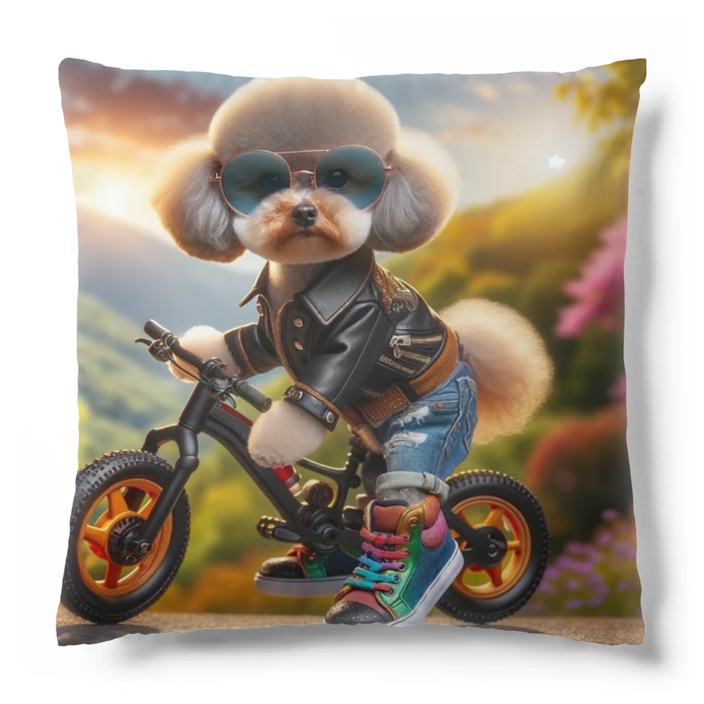 TABO1192のトイプードルのひかるくん(マウンテンバイクバージョン) Cushion